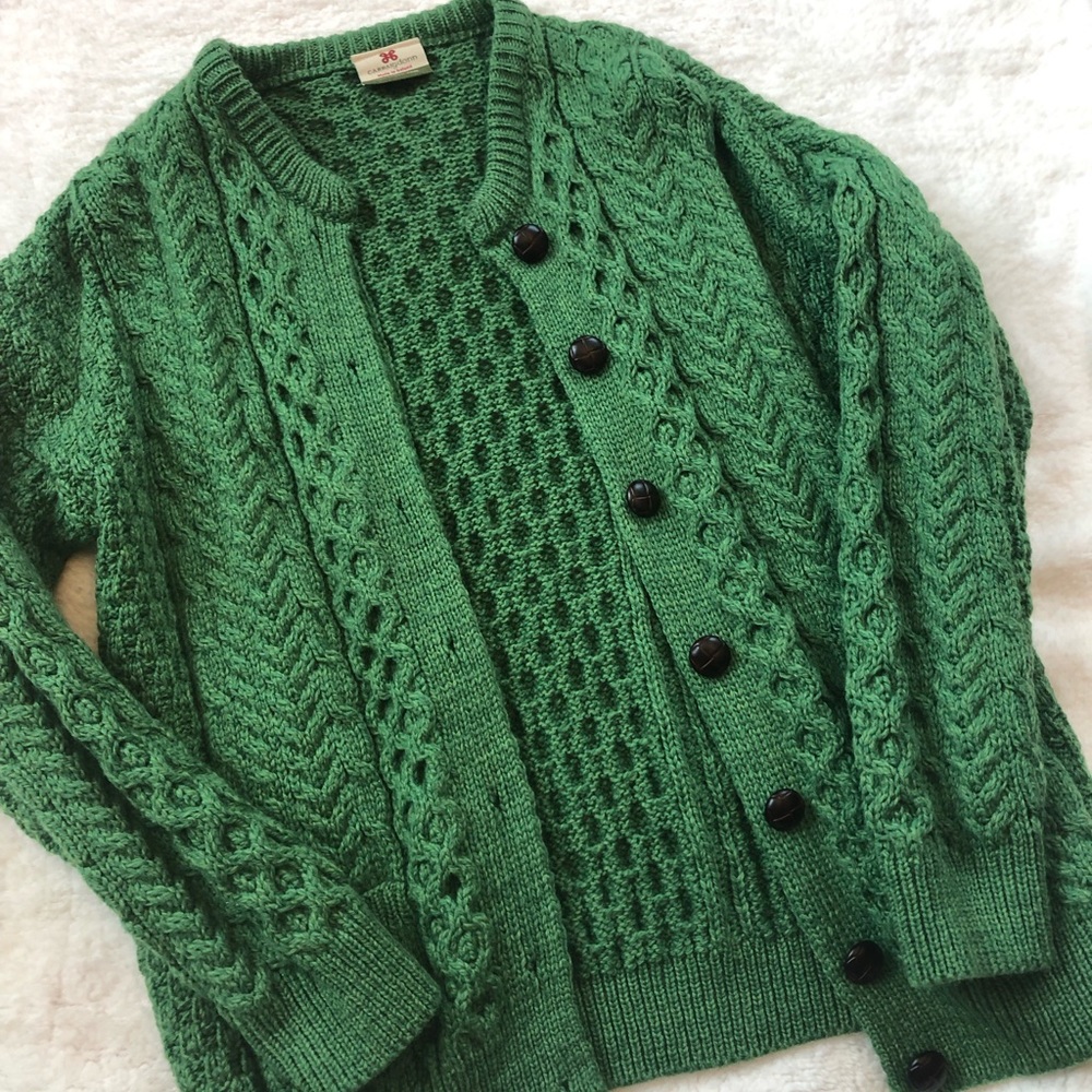 Carraig Donn Knit 100% Wool Cardigan Sweater-Made in Ireland-women’s size S